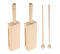 minkissy 2 Sets Wooden Rhythm Instrument with Handle of Wood Percussion Blocks with Mallets for Precise Control and Diverse Sound Effects Suitable for Beginners and Professionals