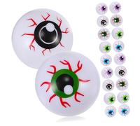 minkissy 20 Pcs Halloween Party Eyeballs Plastic Beads Bouncy Plaything Mixed Colors Realistic Horror Props for Trick Treat Decorations