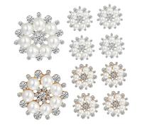 minkissy 20 Pcs Silver and Gold Rhinestone Pearl Buttons Embellishments for DIY Hair Accessories Clothes Sewing Craft Pearls Sparkling Floral Decorative and Jewelry Making