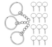 minkissy 20pcs 25mm 304 Stainless Steel Keychain Rings with Flat Split Rings 4-Link Chains for DIY Crafts Jewelry Making and Key Organization