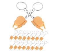 minkissy 20pcs Mini Fried Chicken Keychain Realistic Imitation Food Keyring for Bags Backpacks Keys Durable Creative Decoration Bulk Pack for Gifts and Personal Use