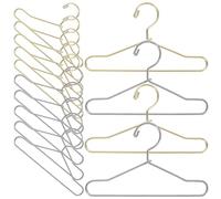 minkissy 20pcs Miniature Doll Clothes Hangers Sturdy Organizers for Dollhouse Wardrobe for Dresses and Skirts Elegant Storage Gold Silver