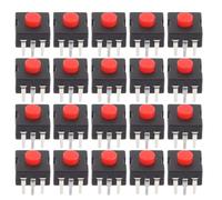minkissy 20pcs Small Red Head Torch Push Button Switch 3-pin Square Mini Electric Flashlight Parts for Home Torch Accessories Industrial Controls