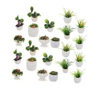 minkissy 22pcs Miniature Dollhouse Plants Tiny Artificial Bonsai Flowerpots for Micro Landscape Compact Potted Ornaments for Fairy Garden Desk Shelf and Home DIY Crafts