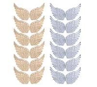 minkissy 24pcs Angel Wing Appliques Sew-on Fabric Patches for DIY Party Decorations Clothing Backpacks Silver and Golden Tones Wings for Crafts and Accessories