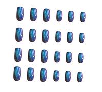 minkissy 24pcs Color Changing Cat Eye Nail Art Patches Removable Manicure Fake Nails Crystal Effect Suitable for Diy Decoration