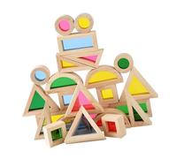 minkissy 24Pcs Colorful Stackable Building Blocks Shape Color Recognition for Preschool Educational Fine Motor Skills Development Safe Material for Home Nursery