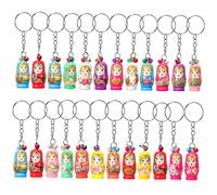 minkissy 24Pcs Creative Russian Nesting Dolls Keychains with Bells Unique Matryoshka Doll Pendants Versatile Key Rings for Bags Luggage More Keychains for Keys
