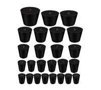 minkissy 25 Pieces Solid Black Rubber Stoppers Set with 10 Sizes #000-#7, Tapered Bottle Sealing Plugs for Laboratory and Industrial Use