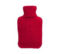 minkissy 2L Red Knitted Hot Water Bottle Cover Rubber and Acrylic Fibre Stylish Protective Case for Warmth and Comfort