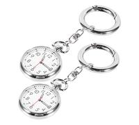 minkissy 2Pc Durable Nurse Keychain Style Watches Easy to Read Pocket Watches with Numbers for Medical Professionals Students and Daily Use Silver Chest Hanging Design