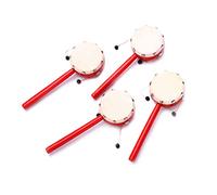minkissy 2pcs 7cm Red Sheepskin Drum Baby Musical Instrument Traditional Chinese Shaking Drum for Early Education Toddlers