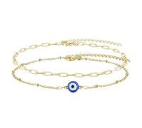 minkissy 2pcs Adjustable Blue Evil Eye Amulet Sturdy Alloy Dainty Charm for Protection and Balance Bohemian Style Wrist Accessories for Women and Family