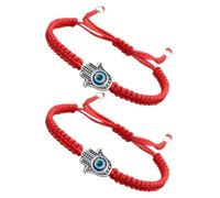 minkissy 2pcs Adjustable Braided Evil Eye Bracelet Cord Rope Alloy Comfortable to Wear One Size Fits Protective Amulet for Women