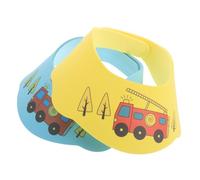 minkissy 2pcs Adjustable Shower Cap for Soft Hair Washing Visor with Wide Brim Protection for Eyes Ears Nose Bath Hat for Boys Lemon Yellow and Sky Blue