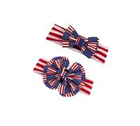 minkissy 2PCS American Independence Day Headband for National Flag Bowknot Hair Band Slip Hairband for Party Parade Daily Wear Festive Accessories