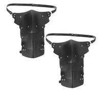 minkissy 2pcs Black Medieval Faux Leather Shoulder Armor Multistrap Structure and Dual Shoulder Design for Men Adjustable Gothic Knight Pads Costume for Themed Photography and Halloween