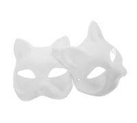 minkissy 2pcs Blank Cat Masks for DIY Painting Safe Pulp Material Cute Adorable Design for Masquerade Parties Creative Projects for Collaborative Fun and Events