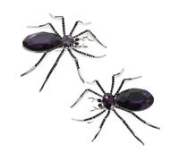 minkissy 2pcs Bling Rhinestone Spider Brooch Vintage Crystal Halloween Lapel Pin Badge for Suit Coat Bag Skirt Sweater Winter Accessories