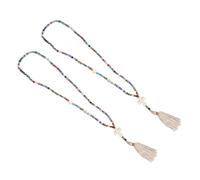 minkissy 2pcs Bohemian Crystal Cross Necklace for Women Handmade Beaded Prayer Pendant with Colorful Tassel Religious Jewelry for Baptism and Everyday Wear