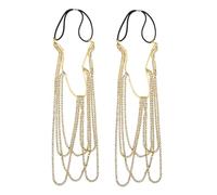 minkissy 2pcs Bohemian Rhinestone Leg Chain for Women Stretchy Belly Body Chain Jewelry Durable Thigh Accessory for Summer Beach Rave Parties Golden Sparkling Design