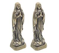 minkissy 2pcs Brass Saint Mary Statues Vintage European Style Religious Figurines for Home Decor Catholic Goddess Sculpture Blessing Symbol Tabletop Art Collection