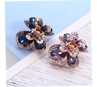 minkissy 2pcs Butterfly Hair Clips for Women and Crystal Rhinestone Small Claw Barrettes in Purple and Dark Blue Elegant Hair Accessories for Party and Daily Styling