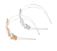 minkissy 2Pcs Butterfly Headband Elegant Hollow Hair Crown Gold Silver Boho Wedding Tiara for Women Versatile Accessory for Spring Summer Occasions