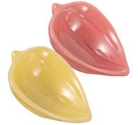 minkissy 2pcs Ceramic Essential Oil Bowls with Tray, Facial Mask Mixing Bowls for Spa and Esthetician Use, Yellow and Red Aroma Oil Holder Set for Aromatherapy and Beauty Treatments