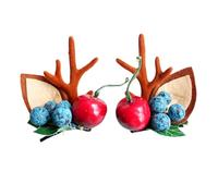 minkissy 2Pcs Christmas Deer Antlers Hair Clips with Fake Berries Hairpins for Women Holiday Party Festival Accessories