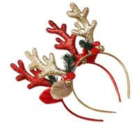 minkissy 2pcs Christmas Reindeer Antler Headband Plush Hair Hoop Headwear for Christmas Party Role-playing