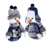 minkissy 2pcs Christmas Snowman Dolls Soft Ornaments Decorative Xmas Figurines for Indoor Holiday Display Cute Desktop Snowman Decor Creating Festive Atmosphere