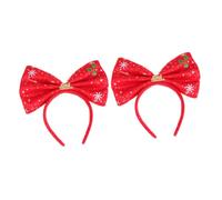 minkissy 2pcs Classic Christmas Headband Ornaments Hair Bands for Women Girls Festive Hair Bow Antler Style Headwrap for Christmas
