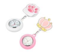 minkissy 2pcs Clip-on Pocket Watch for Nurses with Quartz Movement and Luminous Design, White Silicone Cover, Suitable for Doctors and Staff