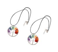 minkissy 2PCS Colorful Natural Stone Tumbled Tree of Life Necklace with Gravel Gemstone Pendant for Women Ladies Symbol of Life Wisdom and Healing