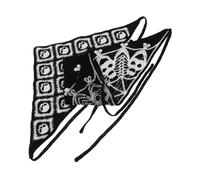 minkissy 2pcs Crochet Bandana Headband Gothic Skull Spiderweb Knitted Triangle Scarf Lightweight Hair Accessories for Halloween Parties Everyday Wear