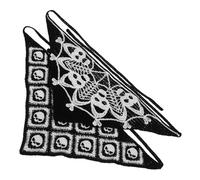 minkissy 2pcs Crochet Skull Headband Gothic Spiderweb Knit Triangle Bandana Hair Accessories for Halloween Ghost Parties Women