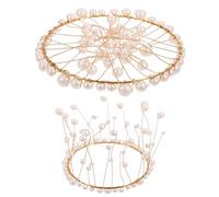 minkissy 2pcs Delicate Pearls Nail Photography Prop Photo Cube for Jewelry Photo Background Props Decorative Pearl Plate Small Metal Tray for Nail Art Accessories