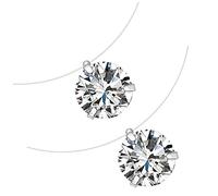 minkissy 2Pcs Delicate Zircon Pendant Necklaces for Invisible Fish Wire Design Elegant Fashion Necklaces for Daily Wear Special Occasions for Friends Loved Ones