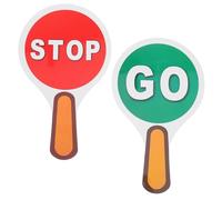 minkissy 2pcs Double-sided Traffic Control Paddle with Handle Red Stop and Safety Sign for Classroom Teaching and Traffic Safety Training