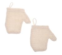 minkissy 2pcs Dual-sided Cotton Linen Bath Mitts for Men Women Soft Exfoliating Shower Gloves with Rich Foaming Dirt Removal Reusable Cleaning Gloves for Bright Skin Care