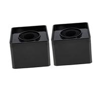 minkissy 2Pcs Durable Abs Microphone Flag Station Square Cube Interview Logo Holders with Scratch Sponge Protection Compact Black Stands for Outdoor Reporting