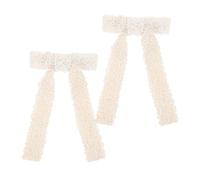 minkissy 2pcs Elegant Pearl Tiara Hair Clip Bow Hair Barrette for Women Ponytail Clip Bows for Teen Girls Versatile Accessory Pack