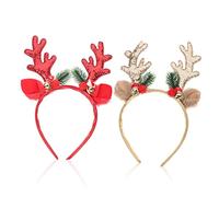 minkissy 2pcs Elk Antler Headband Christmas Ornaments Deer Antlers Headband for Women Girls Holiday Headwear