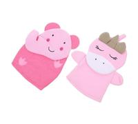 minkissy 2Pcs Exfoliating Bath Glove for Adults Cartoon Skin Cleaning Mitten Elephant Unicorn Soft Scrubbing Tool for Gentle Dead Skin Removal for Home Hotel Use