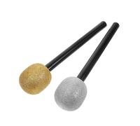 minkissy 2pcs Fake Microphone Props Glittered Plastic Microphone for Halloween Parties Disco Decorations Photo Booth Fun Lightweight Realistic Design