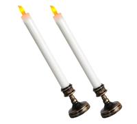 minkissy 2pcs Flameless LED Candle Lights Realistic White Battery Operated Wedding Decoration Candles with Environmentally Friendly Abs Material for Church and Home