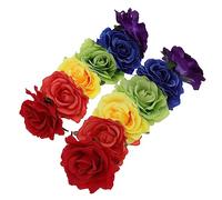 minkissy 2pcs Floral Crown Headband Rainbow Rose Headpiece for Women Girls Flower Hair Wreath Headband Halloween Hair Bands