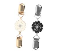 minkissy 2pcs Flower Brooch Scarf Clips for Women Alloy Cardigan Shirt Collar Pins Multi Functional Sweater Clips in White Black for Dress and Shawl Decoration