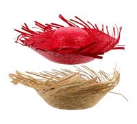 minkissy 2pcs Foldable Woven Straw Bucket Hats for Women Breathable Tropical Sunshade Caps with UV Protection Funny Hawaiian Style for Mexican Fiesta Beach Parties Travel and Outdoor Events